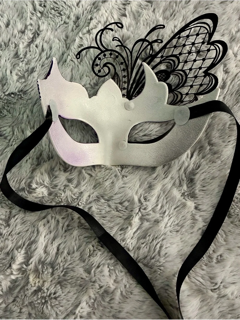 NOLA Mardi Gras Purple Black Butterfly Masquerade Mask Filigree Glitter Cosplay